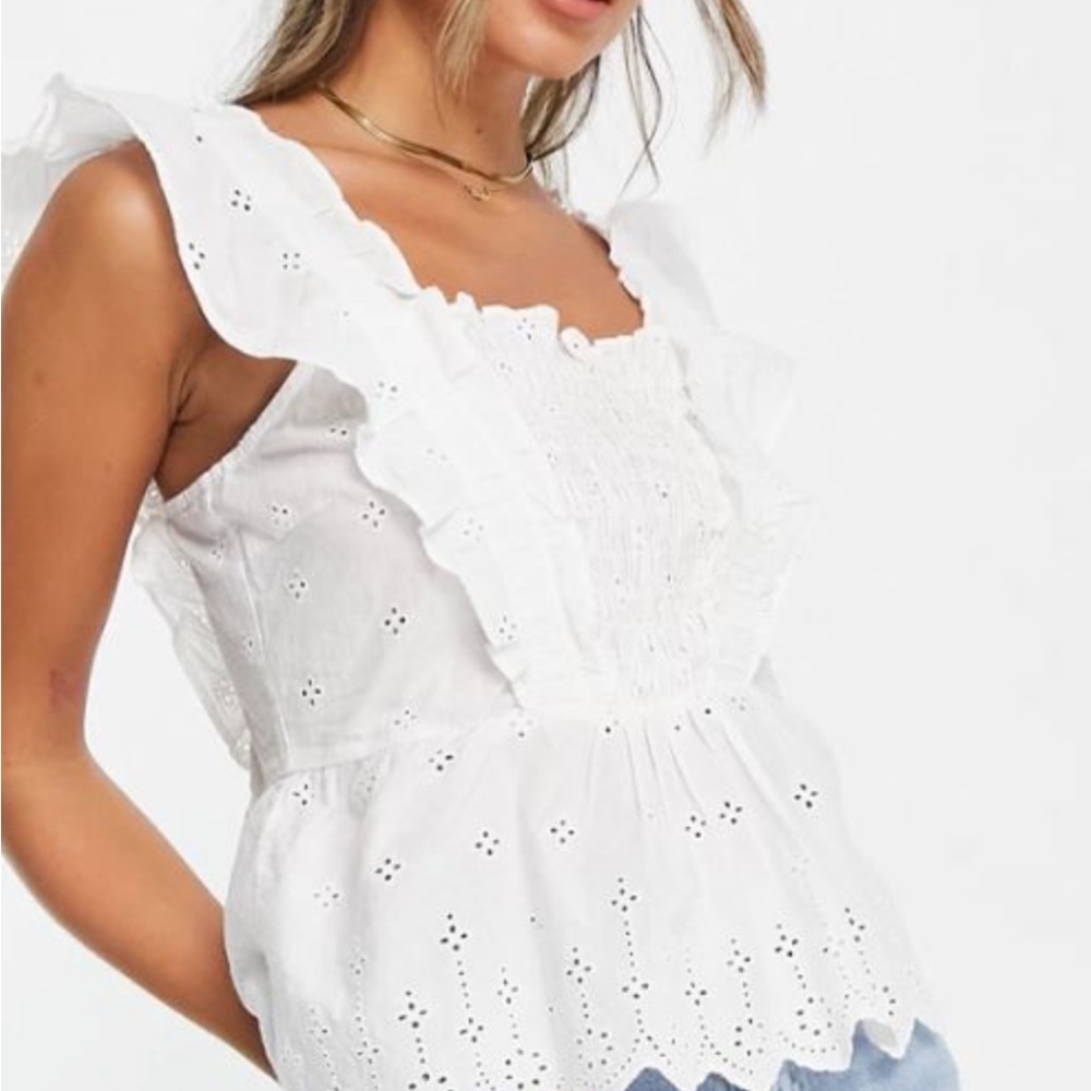 White Eyelet Ruffle Top - Y.A.S size small